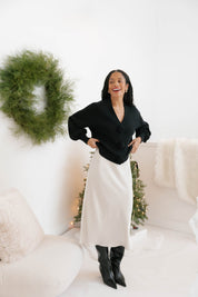 ROSETTE CARDIGAN IN MIDNIGHT BLACK - Blue Sky Fashions & Lingerie