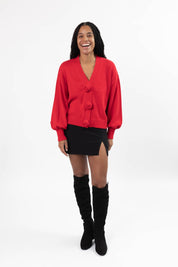 ROSETTE CARDIGAN IN MIDNIGHT RED - Blue Sky Fashions & Lingerie