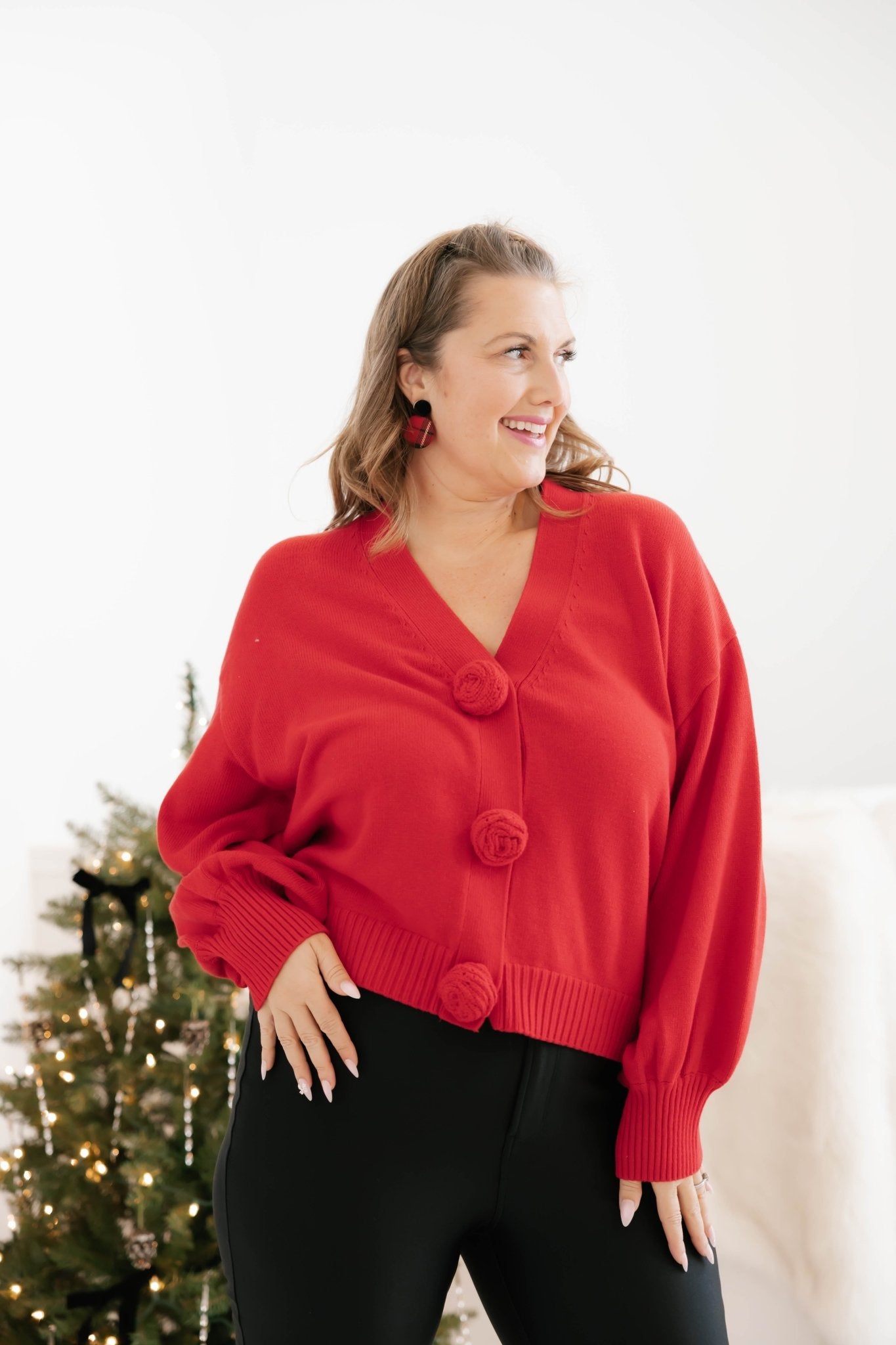 ROSETTE CARDIGAN IN MIDNIGHT RED - Blue Sky Fashions & Lingerie