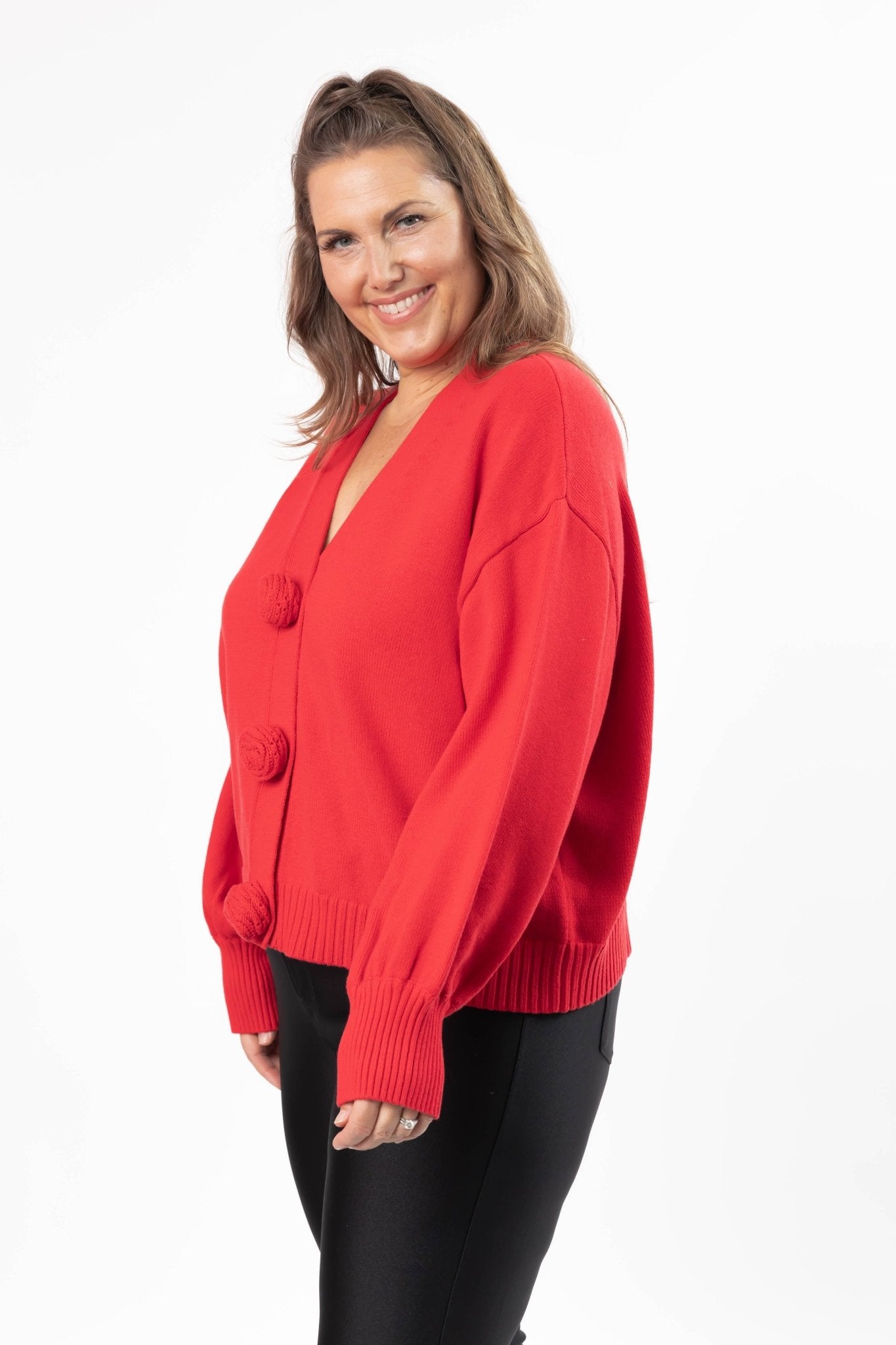 ROSETTE CARDIGAN IN MIDNIGHT RED - Blue Sky Fashions & Lingerie