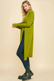 Round Neck Asymmetric Split Solid Knit Long Dress - Olive - Blue Sky Fashions & Lingerie