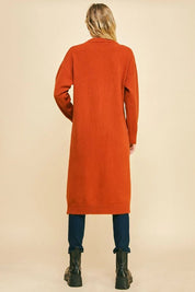 Round Neck Asymmetric Split Solid Knit Long Dress - Rust Orange - Blue Sky Fashions & Lingerie