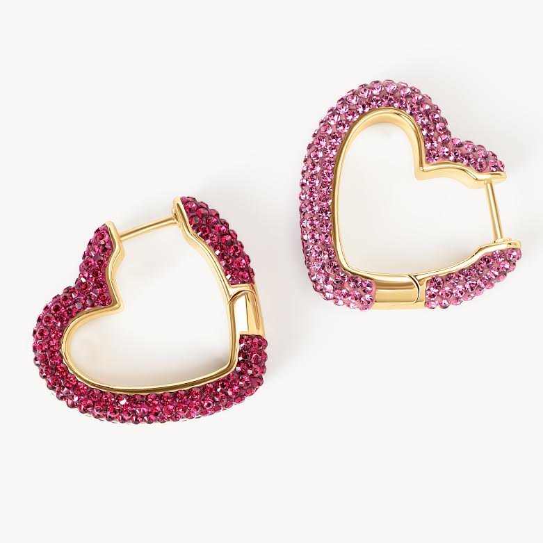 Ruby Rose Sparkle Heart Hoop Earrings - Blue Sky Fashions & Lingerie