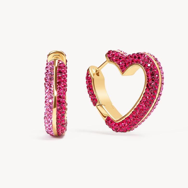 Ruby Rose Sparkle Heart Hoop Earrings - Blue Sky Fashions & Lingerie