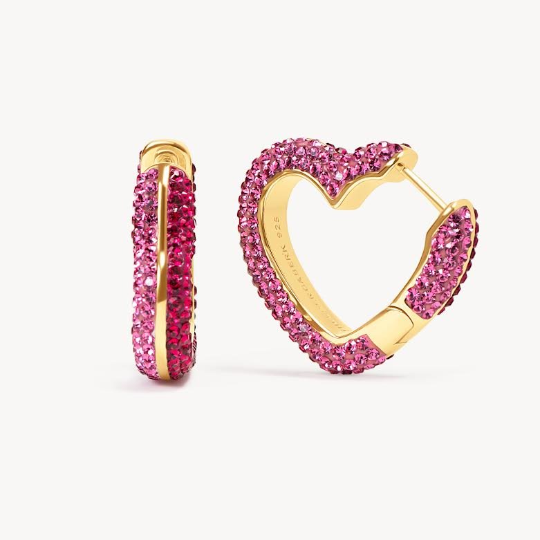 Ruby Rose Sparkle Heart Hoop Earrings - Blue Sky Fashions & Lingerie