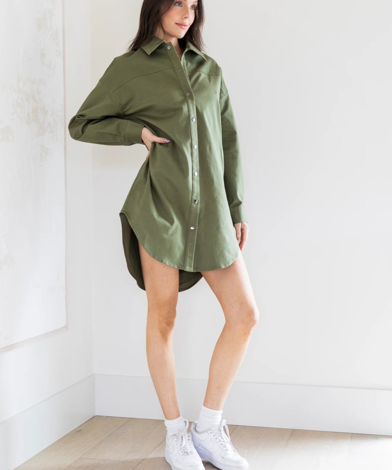 SALLY SHIRTDRESS - OLIVE - Blue Sky Fashions & Lingerie