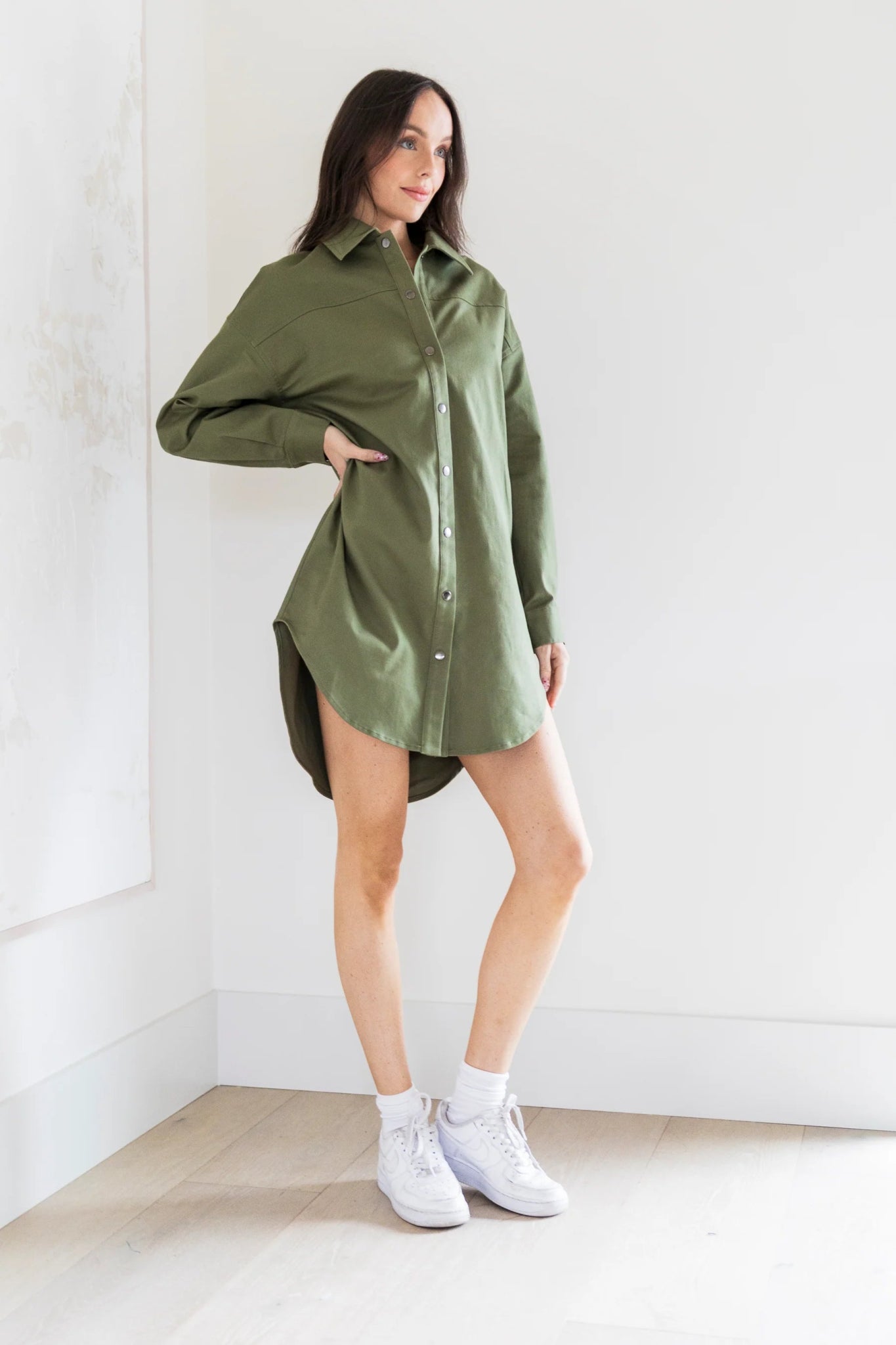 SALLY SHIRTDRESS - OLIVE - Blue Sky Fashions & Lingerie