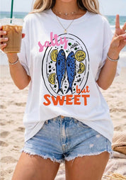 Salty But Sweet Lemon Fish Graphic Tee - Blue Sky Fashions & Lingerie