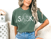 SASK Diamond Line Art Unisex T-shirt | Military Green - Blue Sky Fashions & Lingerie