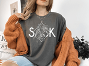 SASK Diamond Line Art Unisex T-shirt | Pepper grey - Blue Sky Fashions & Lingerie