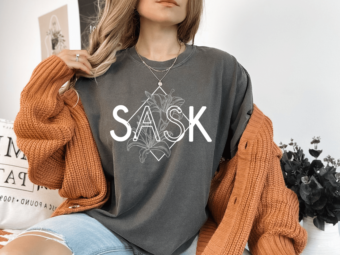 SASK Diamond Line Art Unisex T-shirt | Pepper grey - Blue Sky Fashions & Lingerie