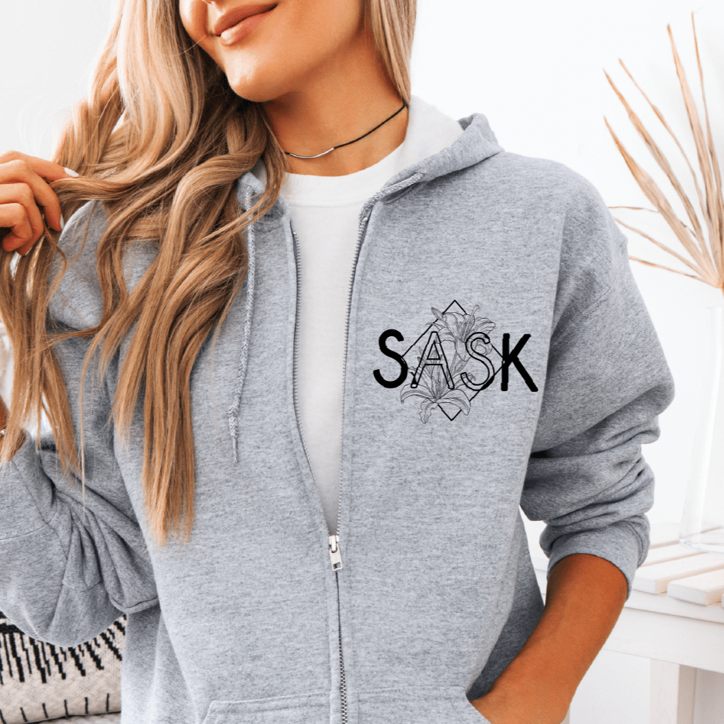 SASK Diamond Line Art Unisex Zip Up | Saskatchewan Apparel - Blue Sky Fashions & Lingerie
