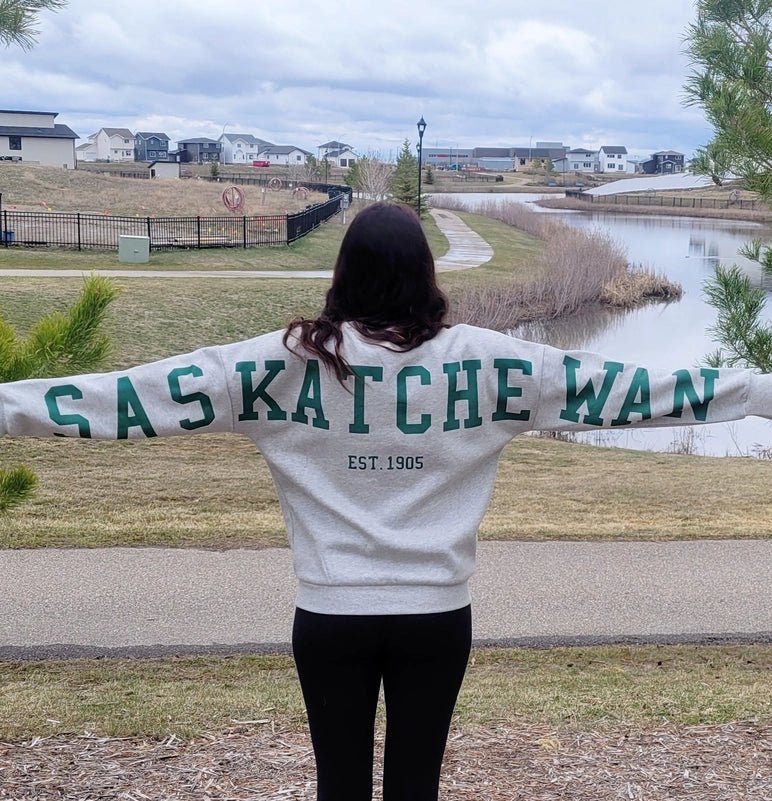 Saskatchewan Back Unisex Crewneck - Grey - Blue Sky Fashions & Lingerie