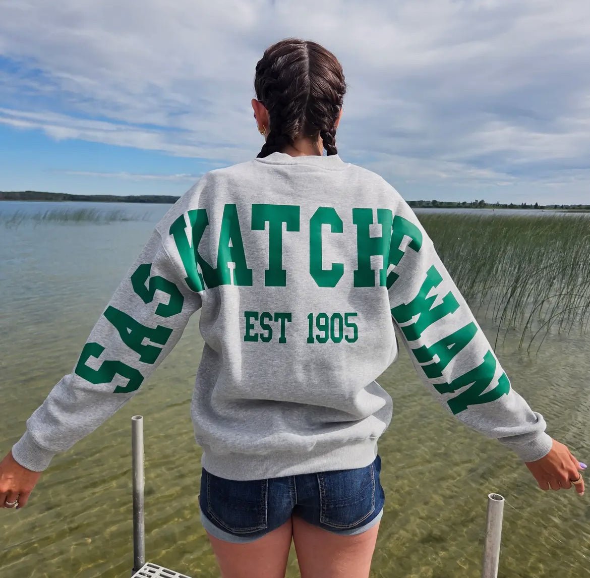Saskatchewan Back Unisex Crewneck - Grey - Blue Sky Fashions & Lingerie