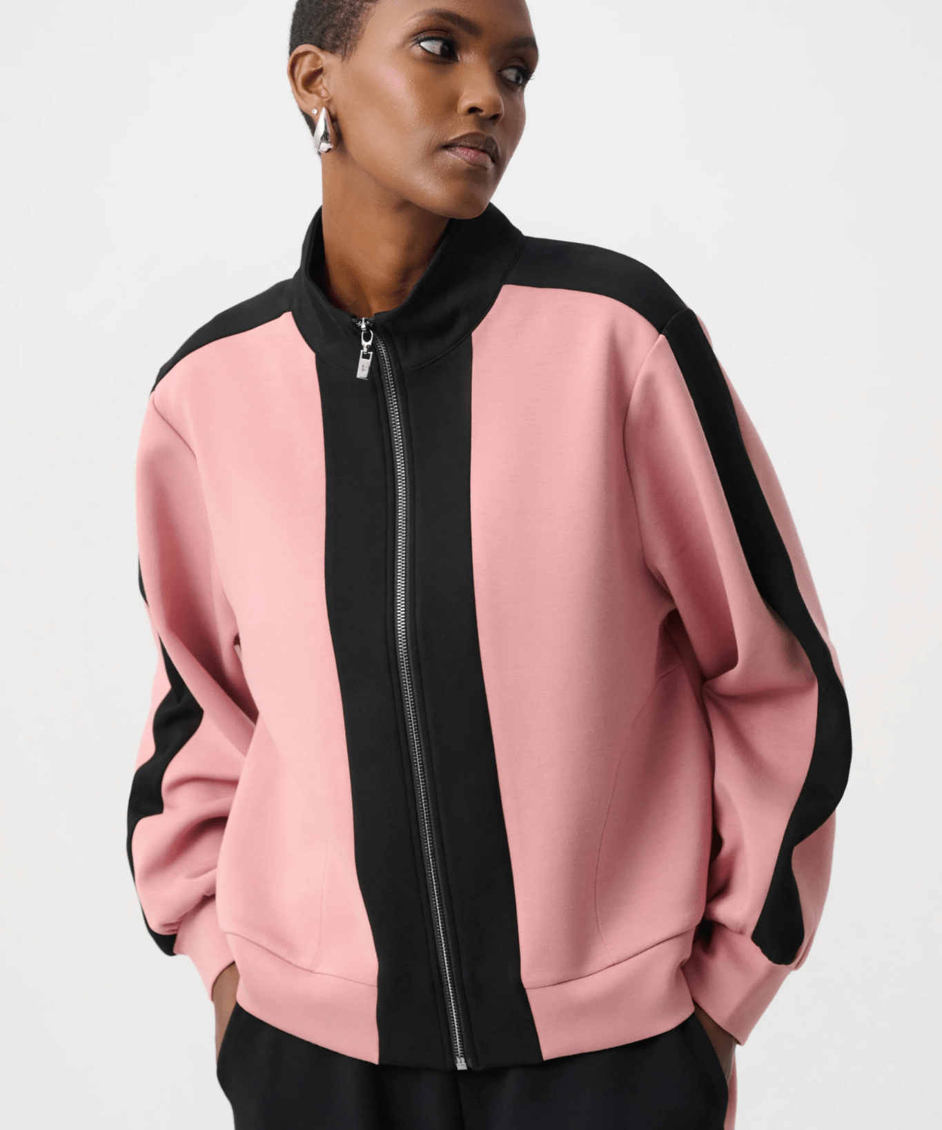 Scuba Jersey Color Block Funnel - Neck Jacket 263621 - Blue Sky Fashions & Lingerie