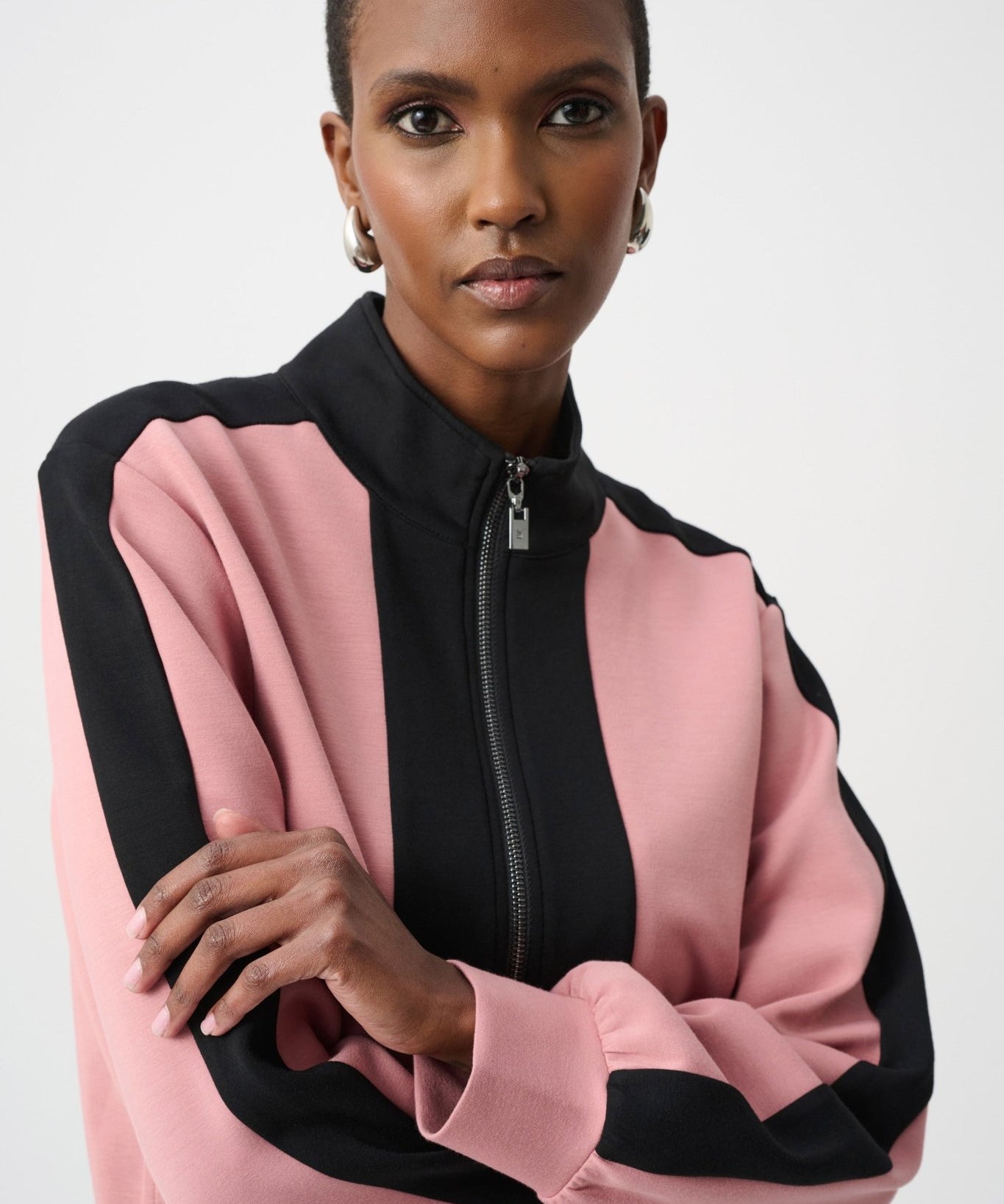 Scuba Jersey Color Block Funnel - Neck Jacket 263621 - Blue Sky Fashions & Lingerie