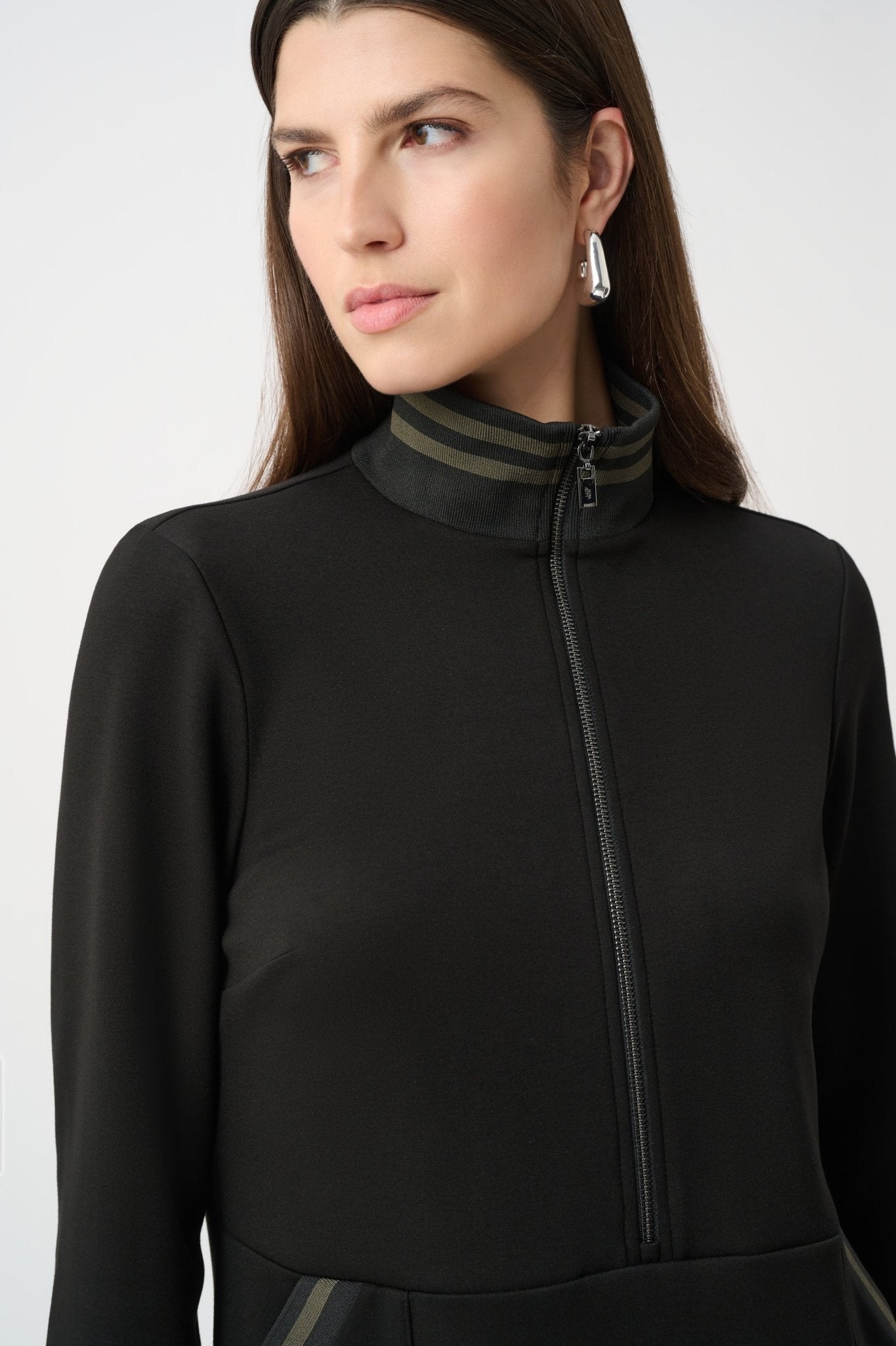 Scuba Jersey Funnel - Neck Straight Dress 263615 by Joseph Ribkoff Sport - Blue Sky Fashions & Lingerie