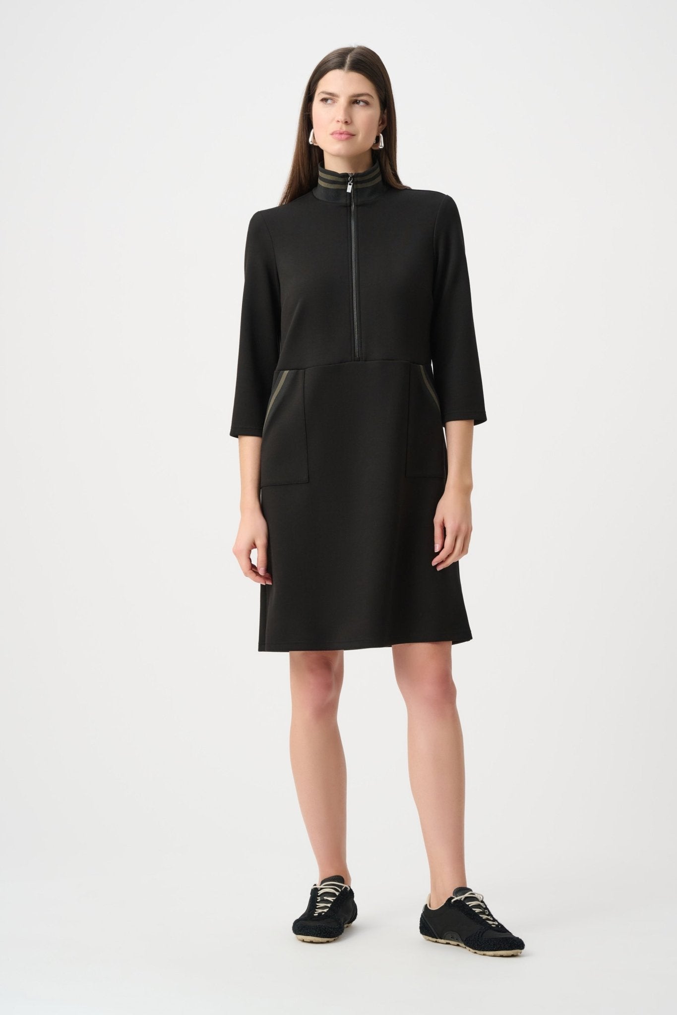 Scuba Jersey Funnel - Neck Straight Dress 263615 by Joseph Ribkoff Sport - Blue Sky Fashions & Lingerie