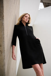 Scuba Jersey Funnel - Neck Straight Dress 263615 by Joseph Ribkoff Sport - Blue Sky Fashions & Lingerie