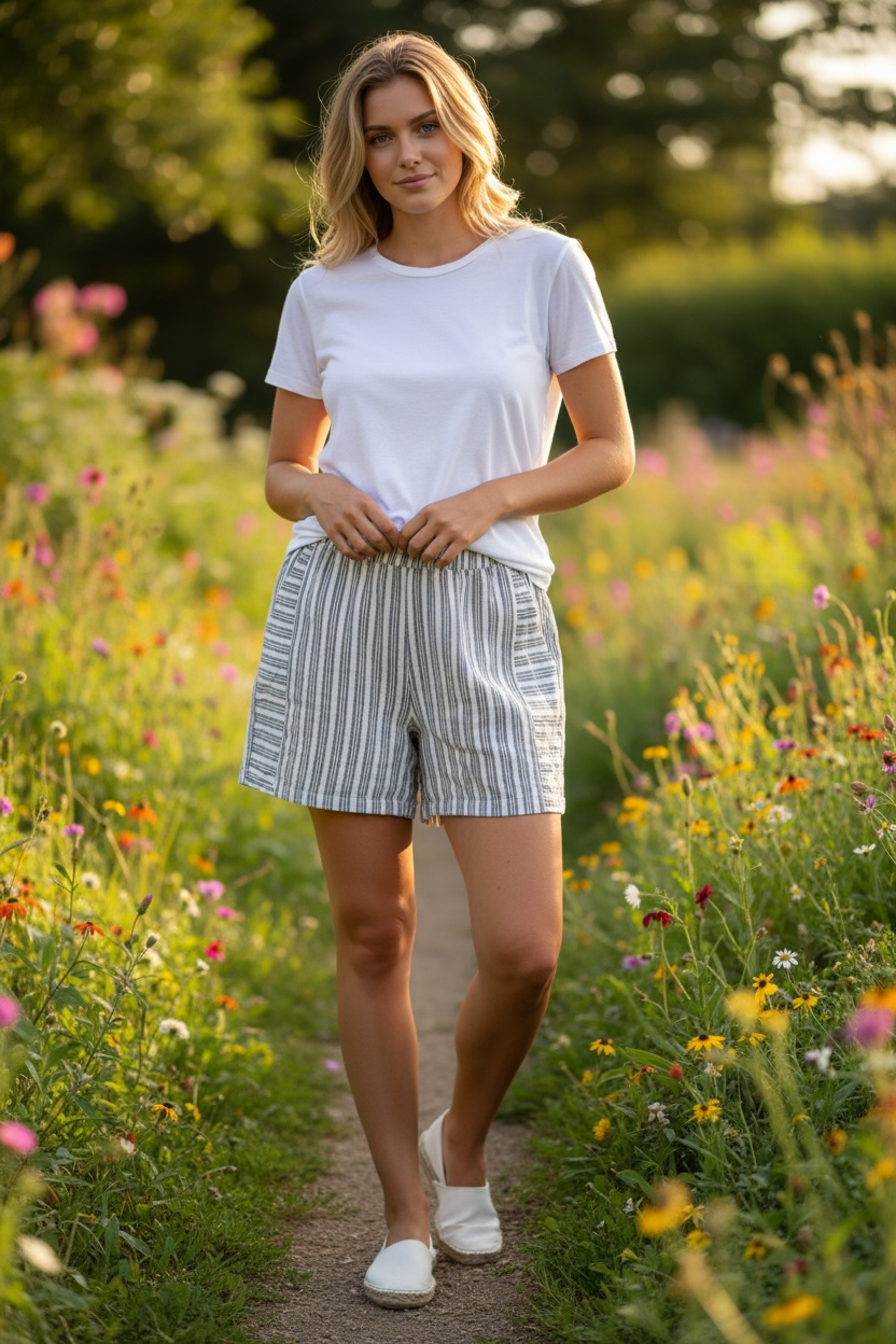 Seabreeze Striped Shorts - Fog - Blue Sky Fashions & Lingerie