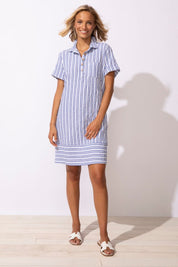 SEAPORT STRIPE MARINA SHIRT DRESS BLUE - Blue Sky Fashions & Lingerie