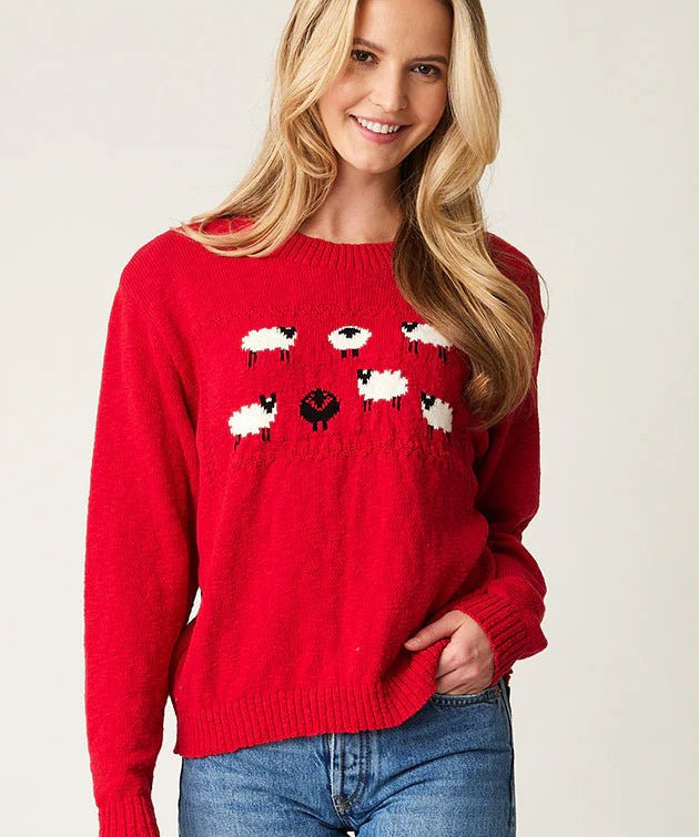 Sheep Gang Sweater by Parkhurst - Red - Blue Sky Fashions & Lingerie