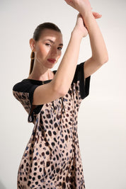 Silky Knit Animal Print Straight Dress 262610 - Blue Sky Fashions & Lingerie