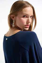 Silky Knit Boxy Top With V - neckline 261641 - Indigo - Blue Sky Fashions & Lingerie