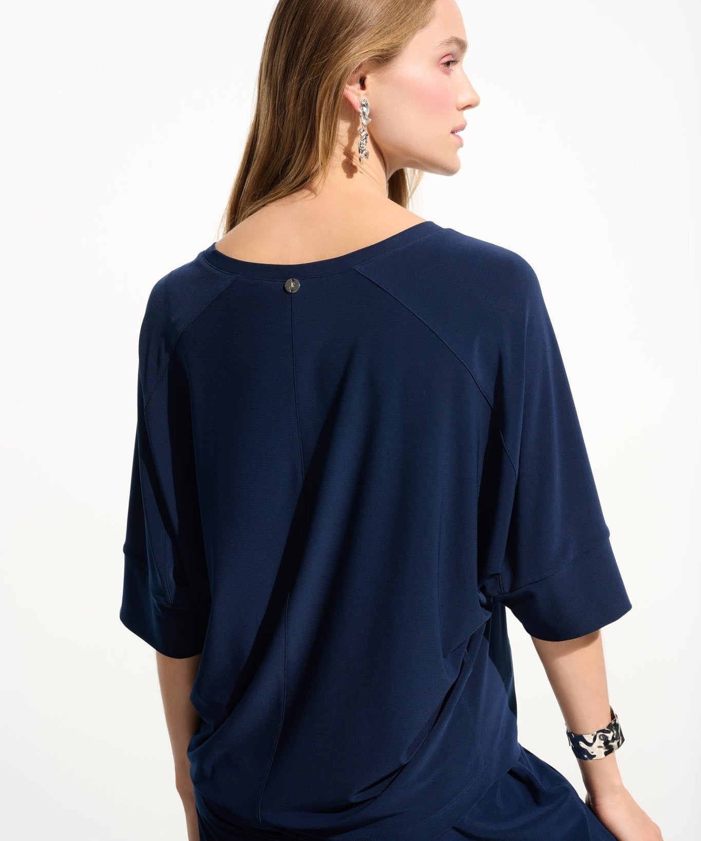 Silky Knit Boxy Top With V - neckline 261641 - Indigo - Blue Sky Fashions & Lingerie