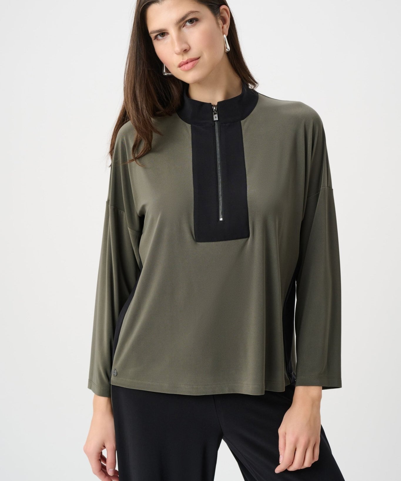 Silky Knit Color Block Straight Top 263606 by Joseph Ribkoff Sport - Blue Sky Fashions & Lingerie