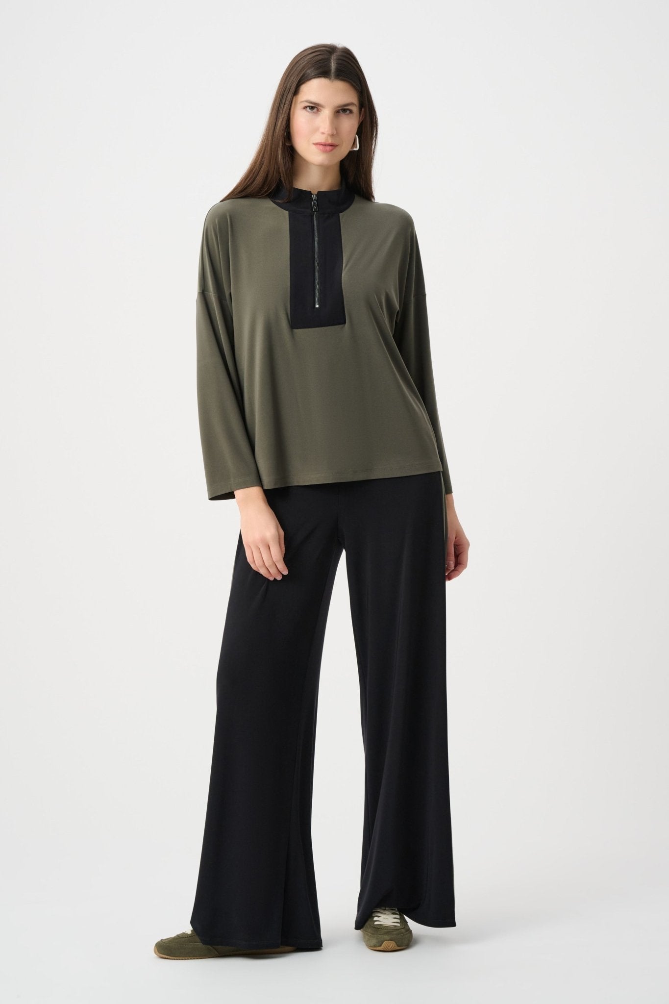 Silky Knit Color Block Straight Top 263606 by Joseph Ribkoff Sport - Blue Sky Fashions & Lingerie