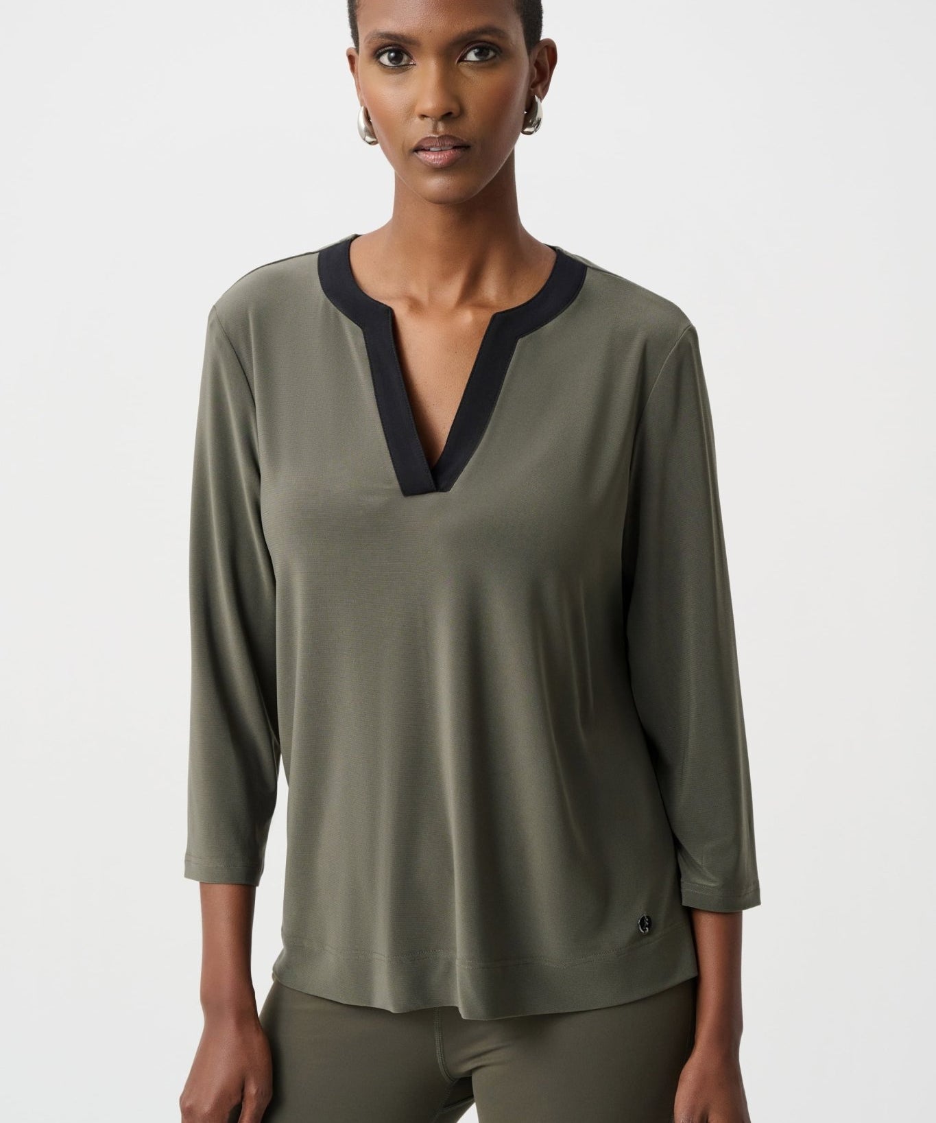 Silky Knit Color Block Straight Top 263629 - Avocado - Blue Sky Fashions & Lingerie