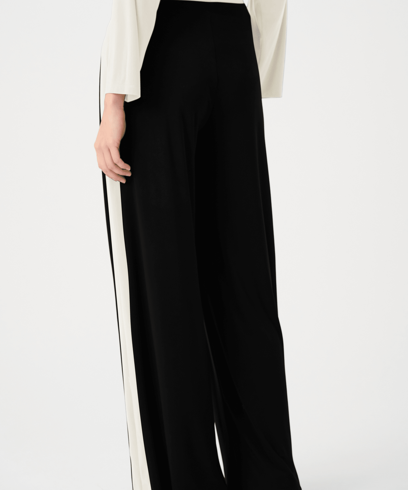 Silky Knit Color Block Wide Leg Pull - On Pants 263607 by Joseph Ribkoff Sport - Blue Sky Fashions & Lingerie