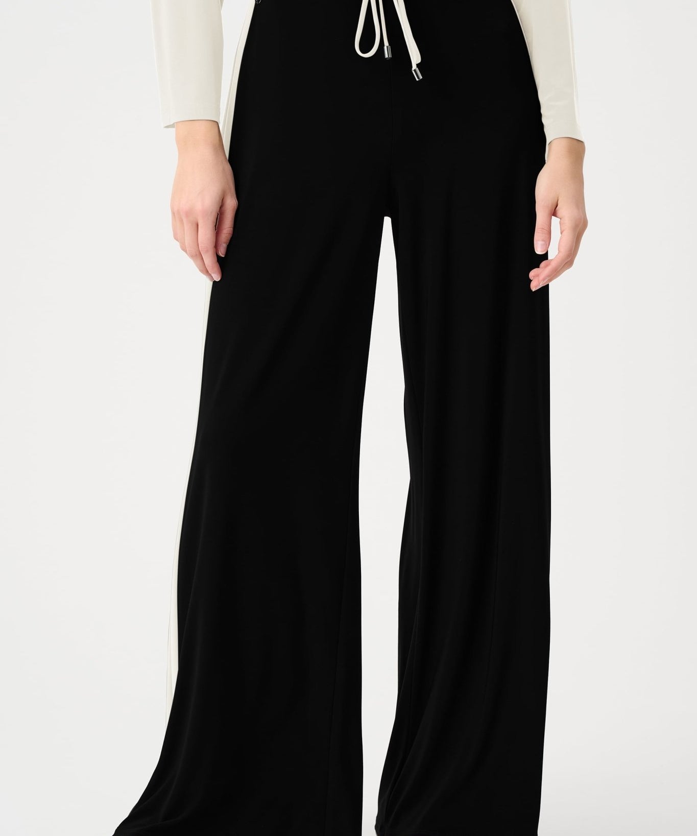 Silky Knit Color Block Wide Leg Pull - On Pants 263607 by Joseph Ribkoff Sport - Blue Sky Fashions & Lingerie