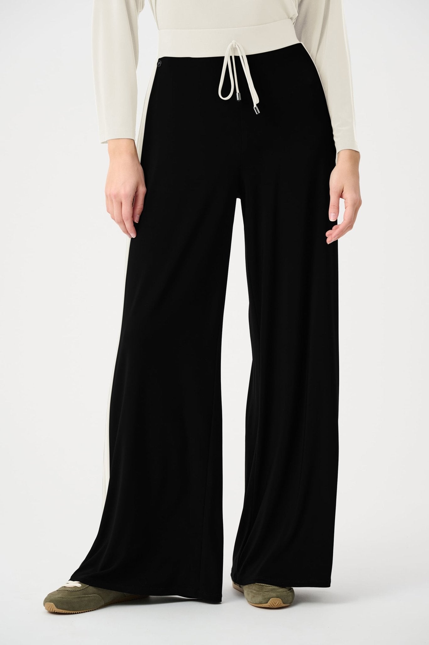 Silky Knit Color Block Wide Leg Pull - On Pants 263607 by Joseph Ribkoff Sport - Blue Sky Fashions & Lingerie