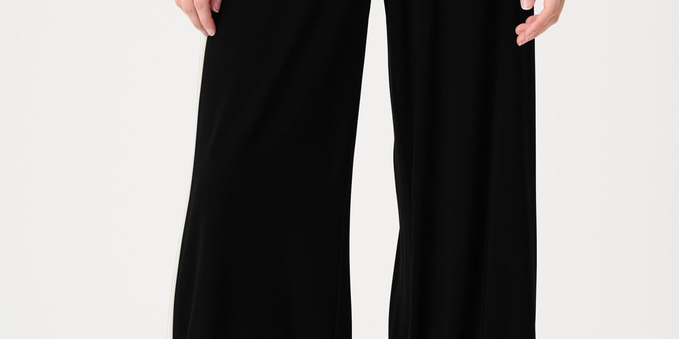 Silky Knit Color Block Wide Leg Pull - On Pants 263607 by Joseph Ribkoff Sport - Blue Sky Fashions &amp; Lingerie