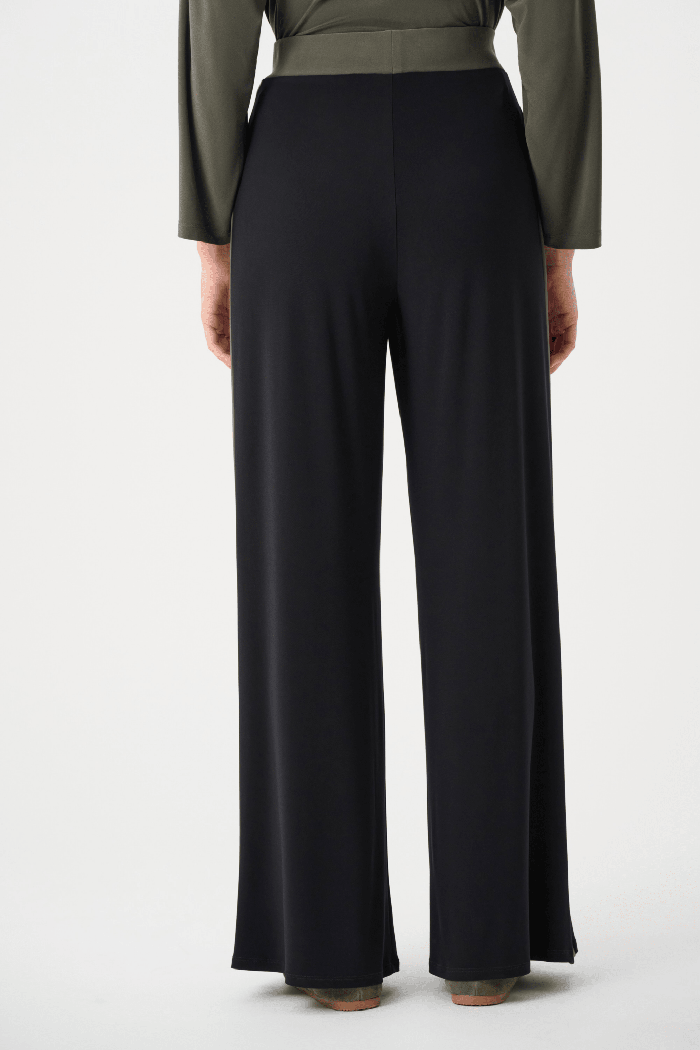 Silky Knit Color Block Wide Leg Pull - On Pants 263607 by Joseph Ribkoff Sport - Blue Sky Fashions & Lingerie
