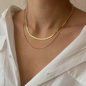 Simple Double Layering 18K Gold Plated Chain Necklace - Blue Sky Fashions & Lingerie