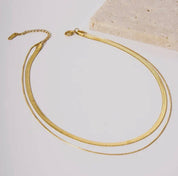 Simple Double Layering 18K Gold Plated Chain Necklace - Blue Sky Fashions & Lingerie