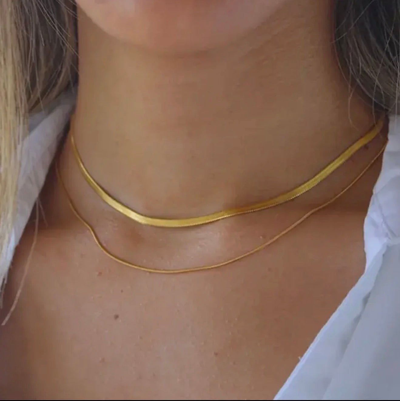 Simple Double Layering 18K Gold Plated Chain Necklace - Blue Sky Fashions & Lingerie