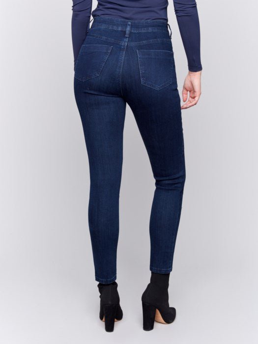 Skinny Jeans with Zipper Pocket Detail - Blue Black - Blue Sky Fashions & Lingerie