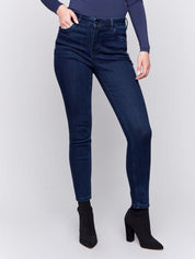 Skinny Jeans with Zipper Pocket Detail - Blue Black - Blue Sky Fashions & Lingerie