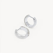 SMALL ETCHED FLORAL SPARKLE REVERSIBLE HOOPS - Whie - Blue Sky Fashions & Lingerie