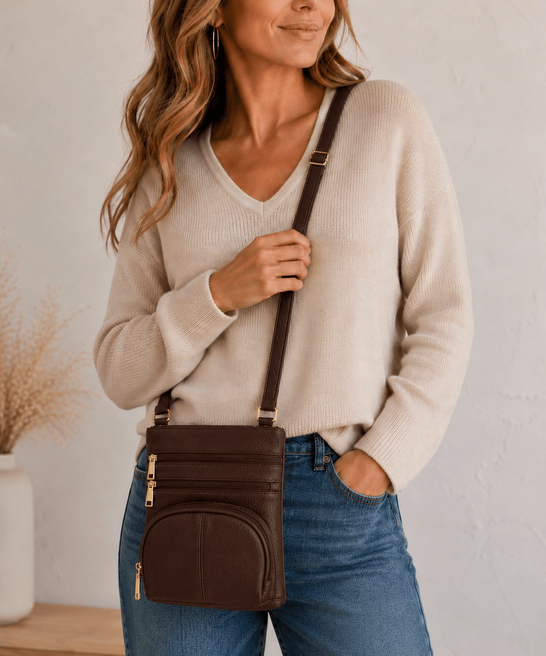Small Leather Classic Carry-All RM0004A in Brown - Blue Sky Fashions & Lingerie
