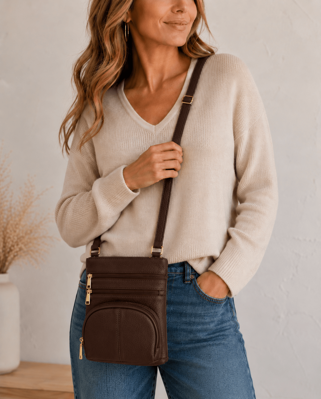 Small Leather Classic Carry-All RM0004A in Brown - Blue Sky Fashions & Lingerie
