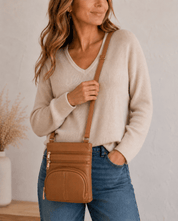 Small Leather Classic Carry-All RM0004A in Camel - Blue Sky Fashions & Lingerie