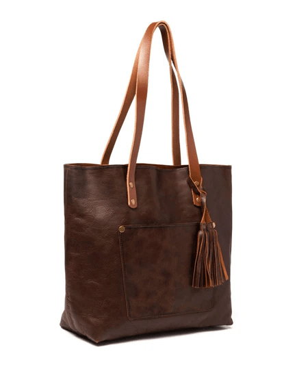 Small Leather Tote Bag - Coffee Brown - Blue Sky Fashions & Lingerie