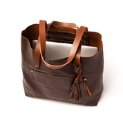 Small Leather Tote Bag - Coffee Brown - Blue Sky Fashions & Lingerie