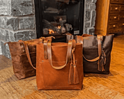 Small Leather Tote Bag - Coffee Brown - Blue Sky Fashions & Lingerie