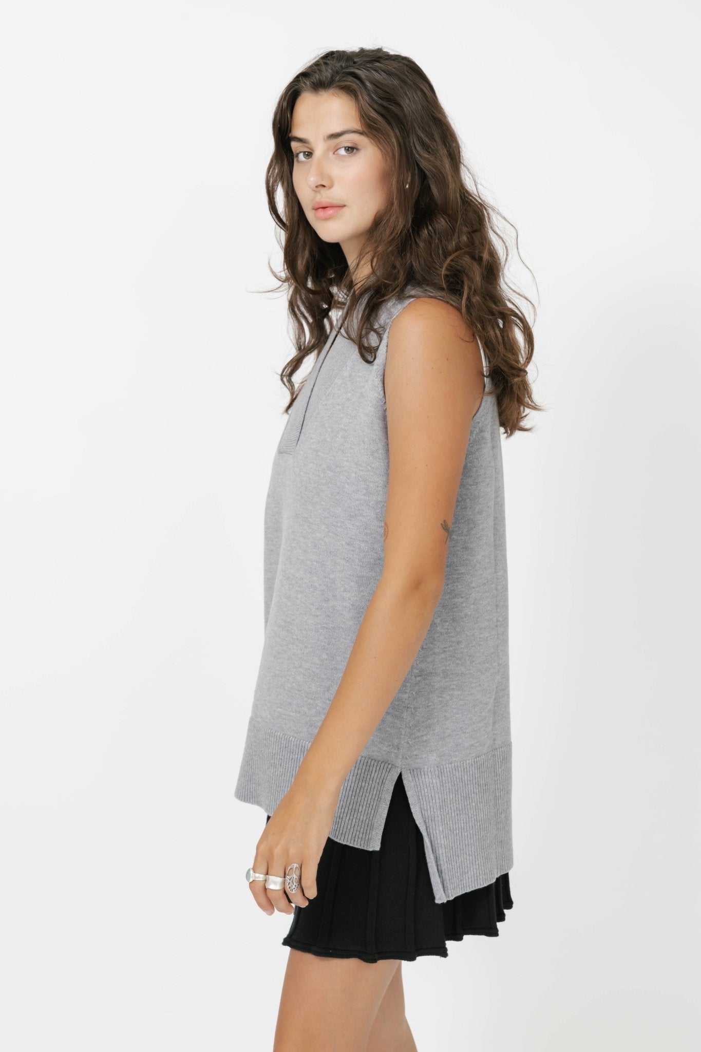 Smash + Tess BLAIR KNIT VEST IN LIGHT GREY - Blue Sky Fashions & Lingerie